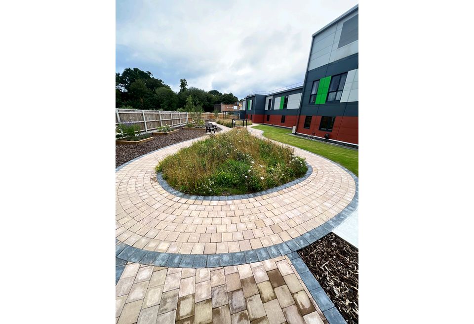 NHS Hospital Garden - Norwich - NHS Hospital Garden Norwich - Block Paving Walkway and Wildflower Planting